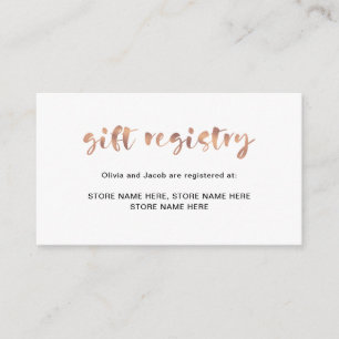 Basic Elegant Faux Rose Gold Gift Registry Enclosure Card