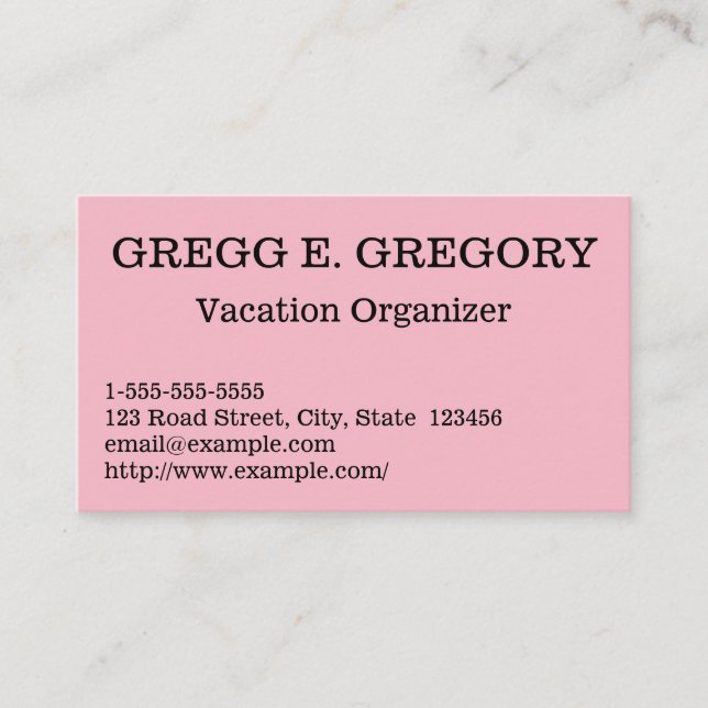 Basic & Elegant Vacation Organiser Business Card (Front)