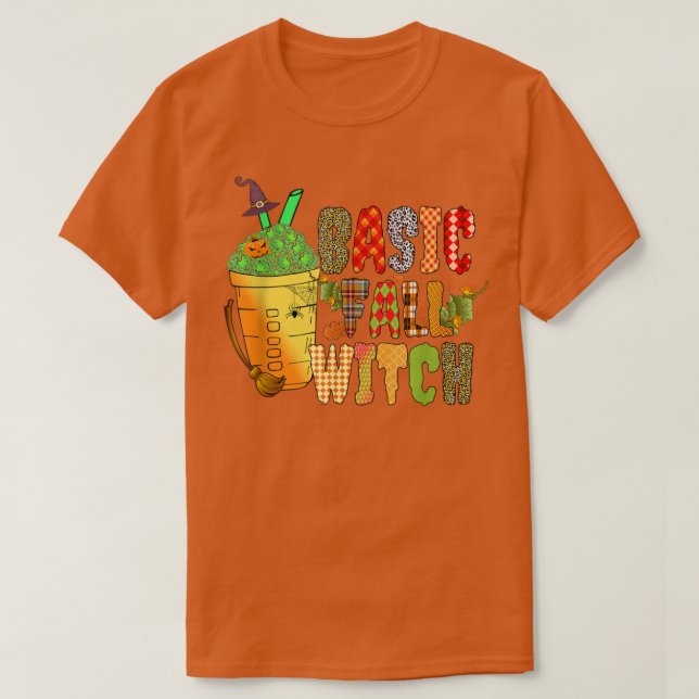 Basic Fall Witch Drinks Pumpkin Spice Halloween 17 T-Shirt (Design Front)