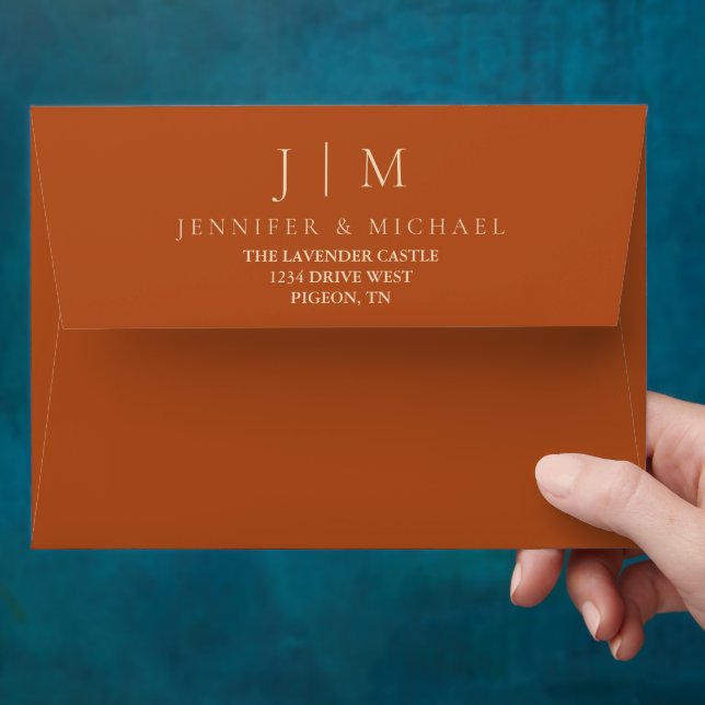 Basic Formal Terracotta Earth Minimalist Wedding Envelope (Hand)