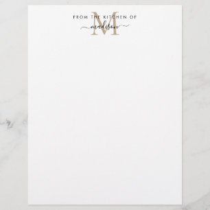 Basic From the Kitchen of Gold Monogram Recipe
