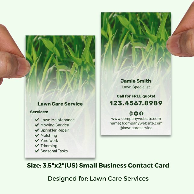 Basic Garden Service List Call to Action Lawn Care Business Card (Basic Garden Service List Call to Action Lawn Care Business Card; Size 3.5 x 2 inch (US))