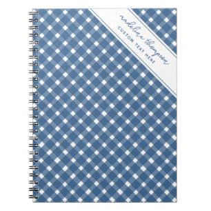 Basic Gingham Light Navy Blue Spiral Notebook