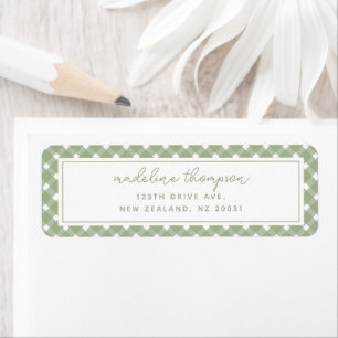Basic Gingham Sage Green Address Label