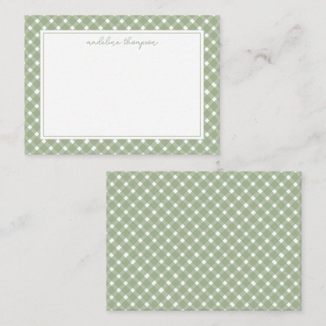 Basic Gingham Sage Green Border Card (Front/Back)