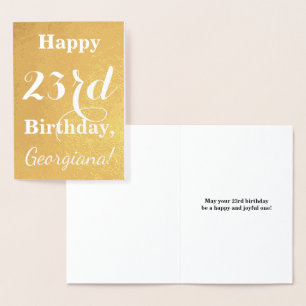 Basic Gold Foil "HAPPY 23rd BIRTHDAY"; Custom Name Foil Card