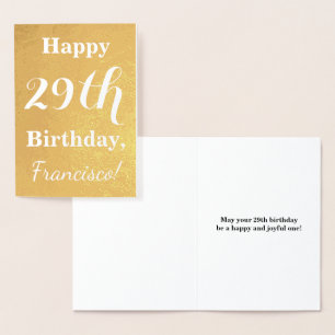 Basic Gold Foil "HAPPY 29th BIRTHDAY"; Custom Name Foil Card