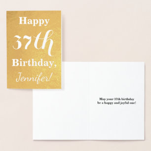 Basic Gold Foil "HAPPY 37th BIRTHDAY"; Custom Name Card