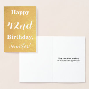 Basic Gold Foil "HAPPY 42nd BIRTHDAY"; Custom Name Card