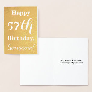 Basic Gold Foil "HAPPY 57th BIRTHDAY"; Custom Name Card