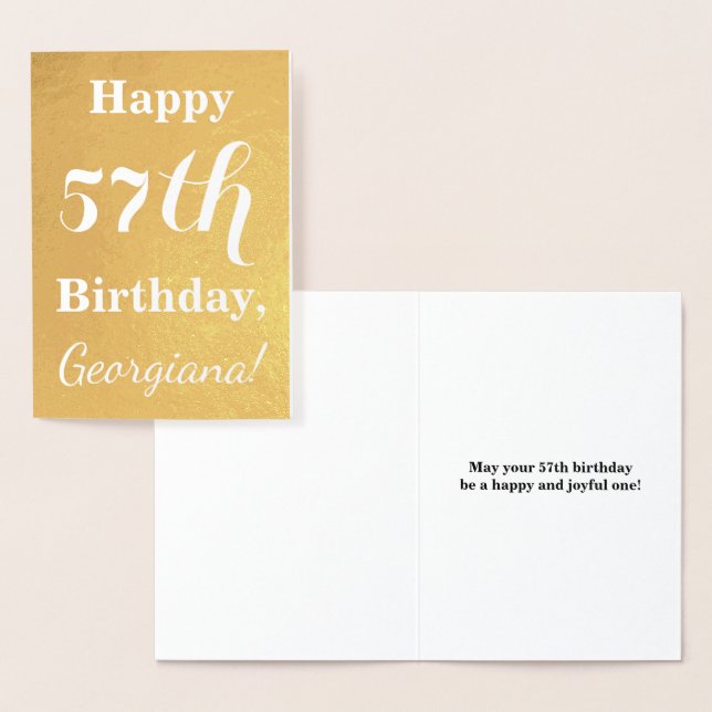 Basic Gold Foil "HAPPY 57th BIRTHDAY"; Custom Name Card (Display)
