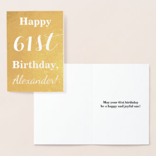 Basic Gold Foil "HAPPY 61st BIRTHDAY"; Custom Name Foil Card