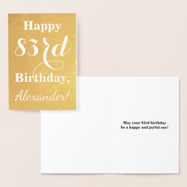 Basic Gold Foil "HAPPY 83rd BIRTHDAY"; Custom Name Card (Display)