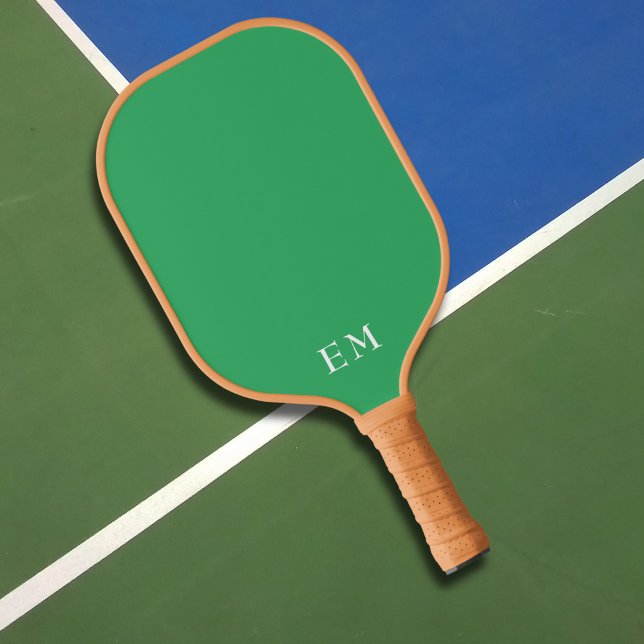 Basic Green Monogram Initials Pickleball Paddle (Creator Uploaded)