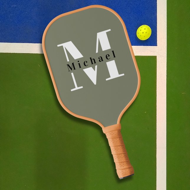 Basic Green Monogram Name + Initial Pickleball Paddle (Creator Uploaded)