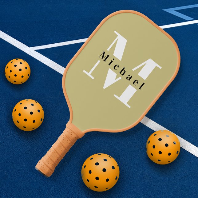 Basic Green Monogram Name + Initial Pickleball Paddle (Creator Uploaded)