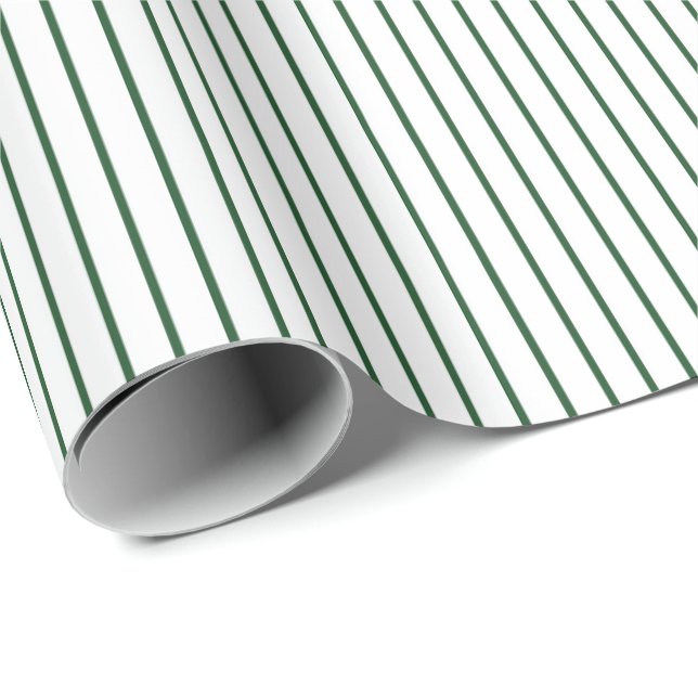 Basic Green Pinstripe Minimalistic Any Occasion Wrapping Paper (Roll Corner)