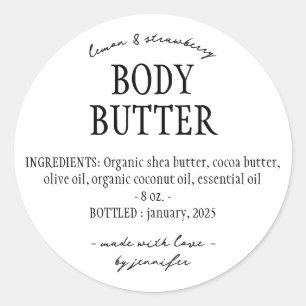 Basic Homemade Body Butter Ingredients Classic Round Sticker