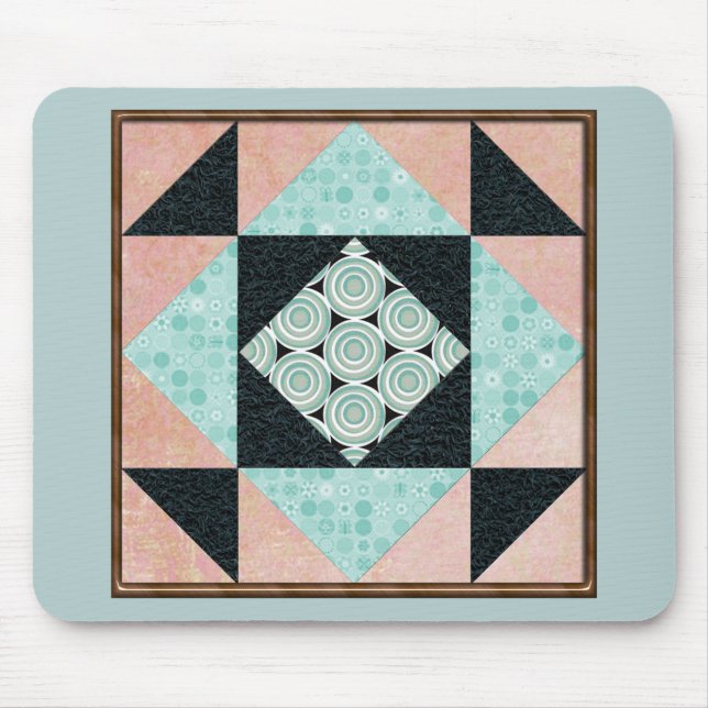 Basic Hourglass in Turquoise and Peach Mouse Mat (Front)