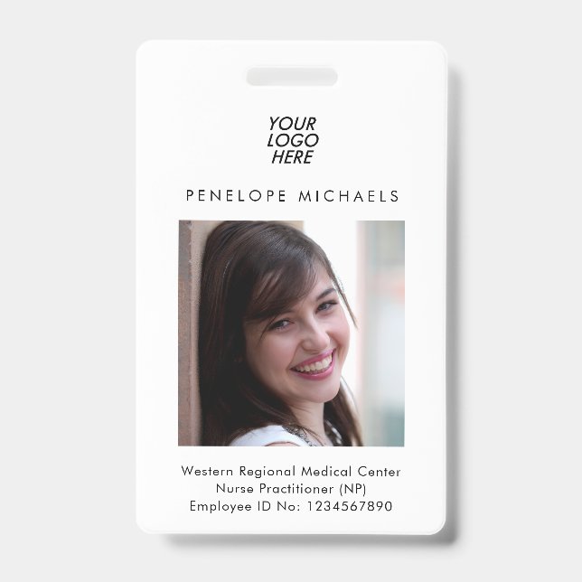Basic Identification Badge with Photo and Logo ID Badge (Front)