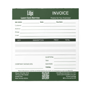 Basic Lawn Care Service Business Invoice Pad