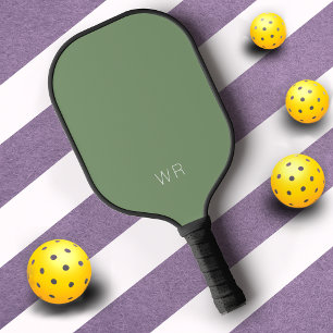 Basic Light Green Monogram Initials Pickleball Paddle