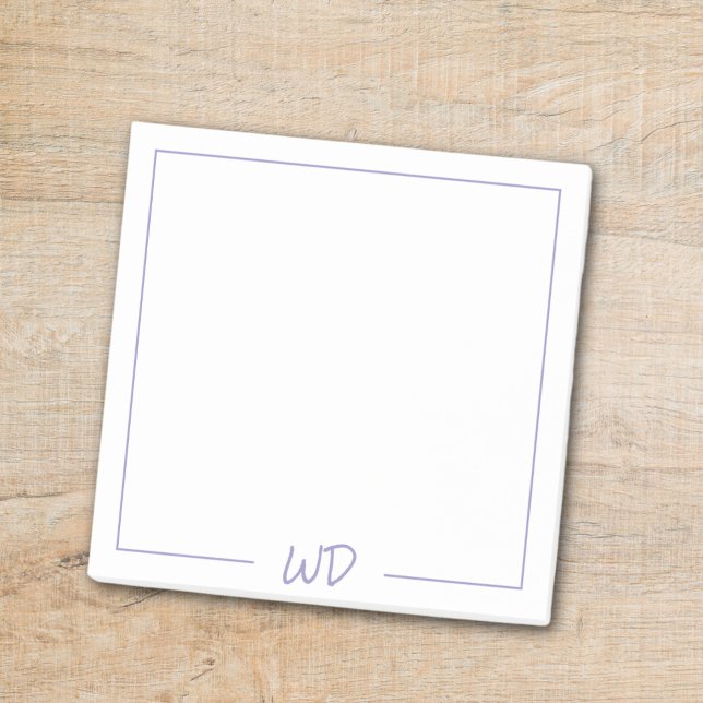 Basic Light Purple Monogram Initials Post-it Notes (Creator Uploaded)