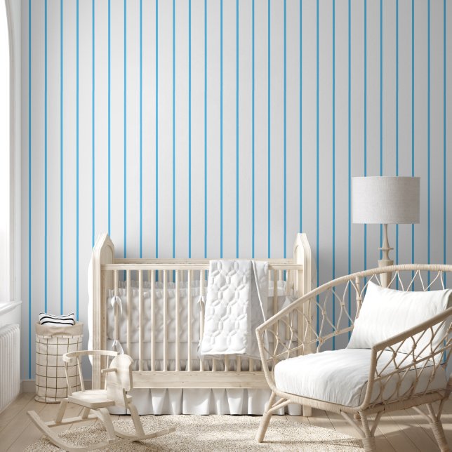 Basic Lite Blue White Pin Stripes Minimal Wallpaper (Kids)