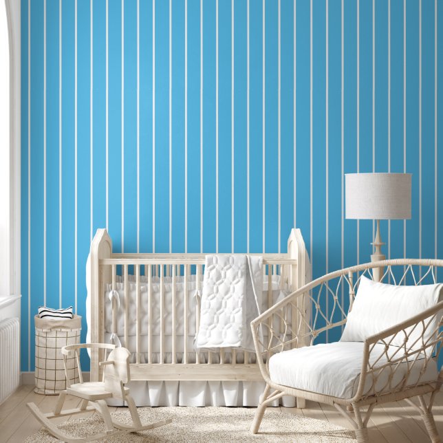 Basic Lite Blue White Pin Stripes Minimal Wallpaper (Kids)