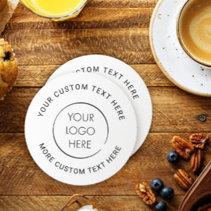 Basic Logo Custom Business or Marketing Branded Round Paper Coaster