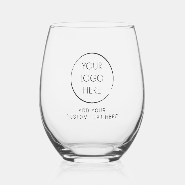 Basic Logo Custom, Business or Marketing Stemless Wine Glass (Front)