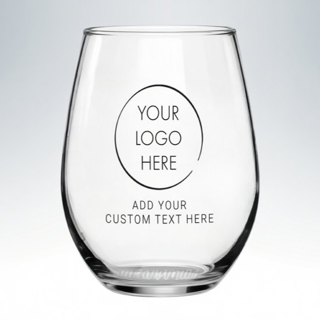 Basic Logo Custom, Business or Marketing Stemless Wine Glass (Creator Uploaded)
