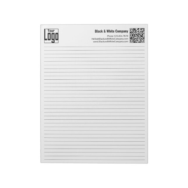 Basic Logo QR-code Black Line College Rule Notepad (Rotated)