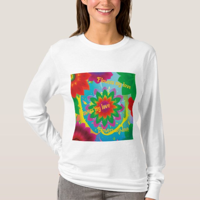 Basic Long Sleeve T-shirt Floral Summer Print (Front)