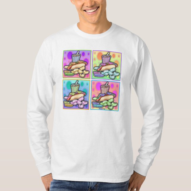 Basic Long Sleeve T-shirt - Pop Art Hot Dog with C (Front)