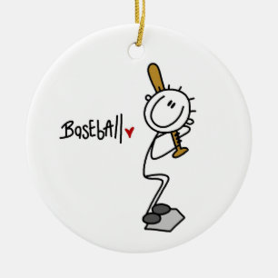 Basic Male Stick Figure Baseball T-shirts and Gift Ceramic Tree Decoration