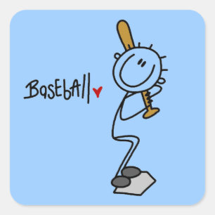 Basic Male Stick Figure Baseball T-shirts and Gift Square Sticker