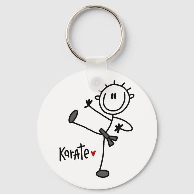 Basic Male Stick Figure Karate T-shirts and Gifts Key Ring (Front)