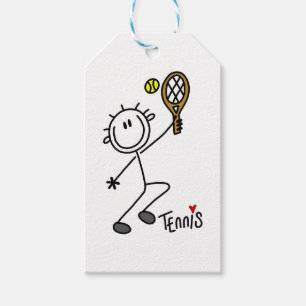 Basic Male Stick Figure Tennis Player Gift Tags