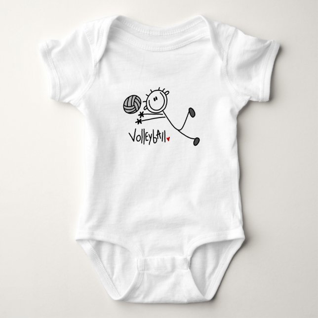 Basic Male Stick Figure Volleyball Baby Bodysuit (Front)