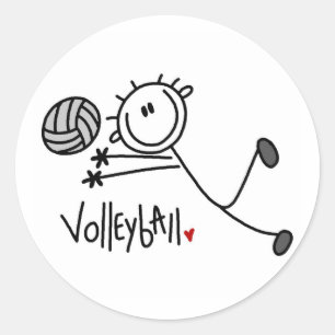 Basic Male Stick Figure Volleyball Classic Round Sticker