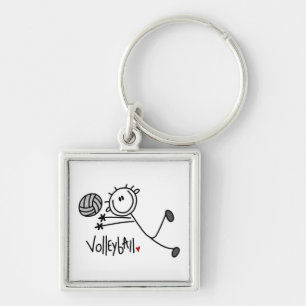 Basic Male Stick Figure Volleyball Key Ring