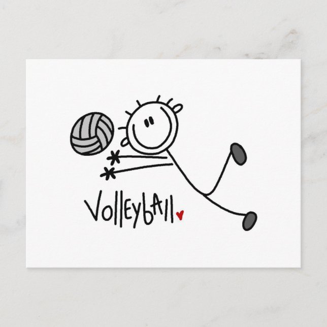 Basic Male Stick Figure Volleyball Postcard (Front)