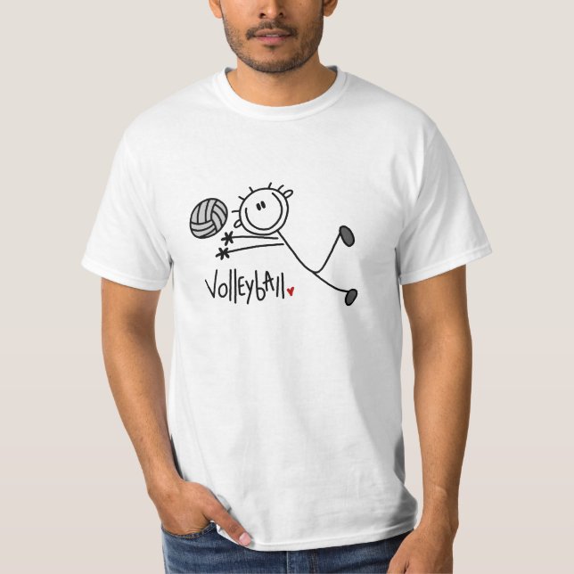 Basic Male Stick Figure Volleyball T-Shirt (Front)