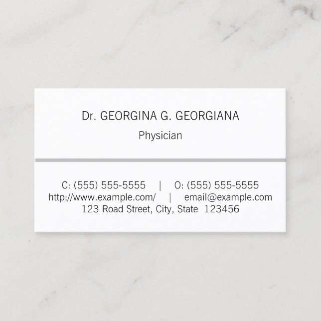 Basic, Medical Specialist Business Card (Front)