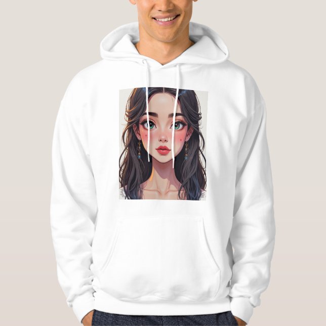 Basic men's sweatshirt with a cartoon-style girl (Front)