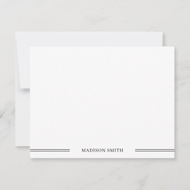 Basic Minimalist Black White Stationery Card (Front)