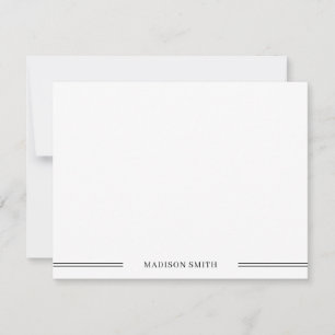 Basic Minimalist Black White Stationery Card