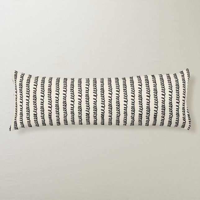 Basic minimalist lines simple curly wavy stroke body cushion (Front)