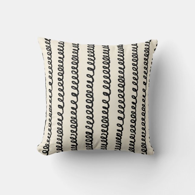 Basic minimalist lines simple curly wavy stroke cushion (Front)